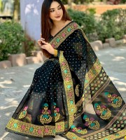 হাফ সিল্ক শাড়ী  কোড ১২০১